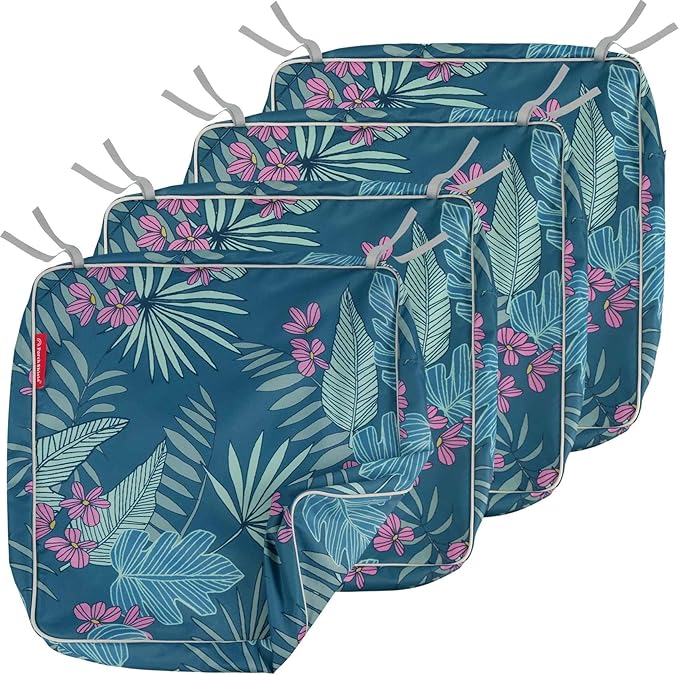 Porch Shield Patio Chair Seat Cushion Covers 4 Pack, Waterproof Cushion Slip Covers Outdoor, Replacement Covers Only, 19 x 19 x 4 Inch