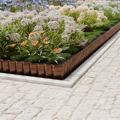 SnugNiture Corrugated Metal Garden Edging 4" x 50'-2 Pack, Sturdy Lawn Landscape Edging Border, Fence for Garden, Flower Bed and Yard (Brown)