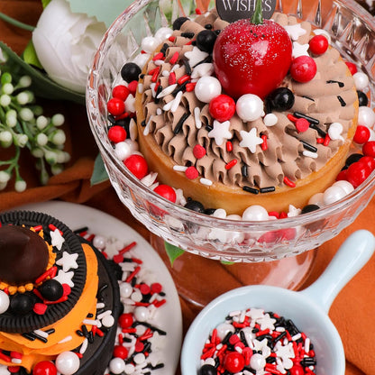 Red White and Black Sprinkles for Cake Decorating, Edible Sprinkle Mix, Perfect for Cake Decorations, Baking, Ice Cream, Cookies, Cupcake Toppers