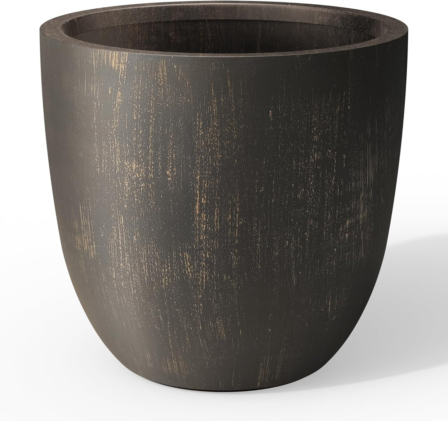 Kante 18 Inch Dia Round Concrete Planter, Indoor Outdoor Large Plant Pot with Drainage Hole and Rubber Plug for Home Patio Garden, Oil Rubbed Bronze