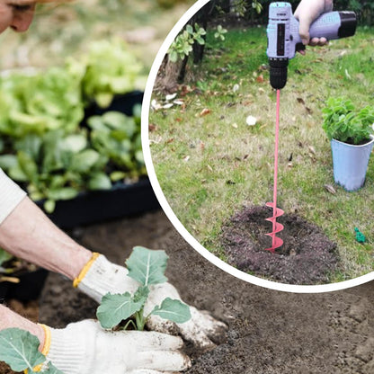 2x32 Inch Pink Long Handle Auger Drill Bit for Planting - Garden Tools Auger Drill Bit, Spiral Garden Auger for Planting Bulbs and Flowers