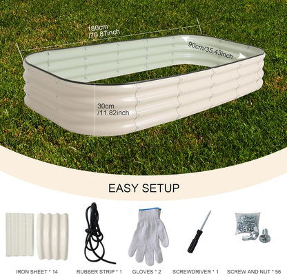 Galvanized Raised Garden Bed Kit Outdoor Metal Garden Planter Box for Backyard Gardening, Planting Vegetables, and Patio (70.8"x35.4"x11.8")