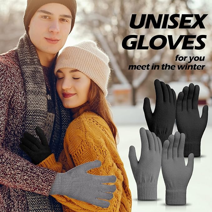 SATINIOR Magic Winter Gloves Unisex Gloves Knit Stretchy Mitten Full Fingers Warm Mitten for Men Women Sports
