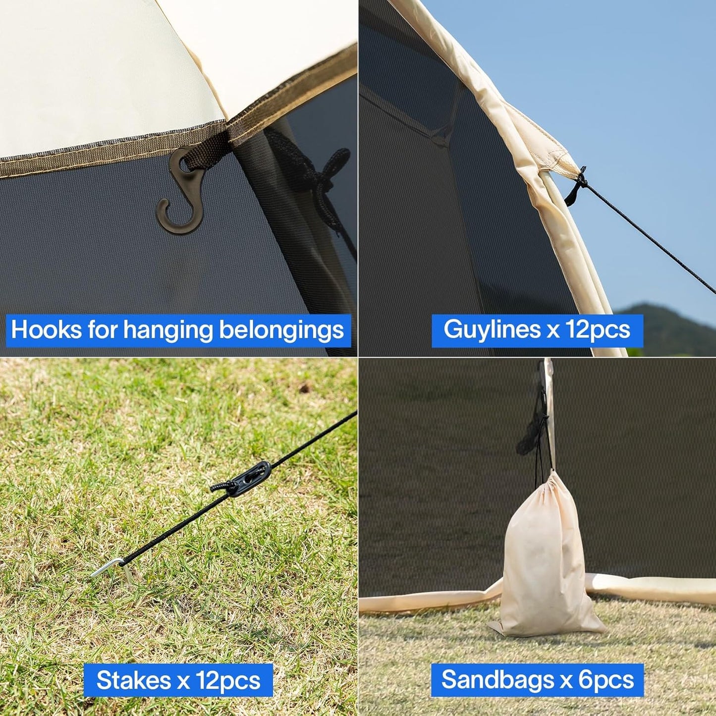 Alvantor Screen House Gazebo, 6-10-15 Person Pop Up Igloo Screened Canopy Tent with Mosquito Netting Sides, Instant UV Resistant Sun Shelter for Garden, Patio, Backyard