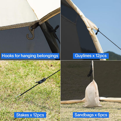 Alvantor Screen House Gazebo, 6-10-15 Person Pop Up Igloo Screened Canopy Tent with Mosquito Netting Sides, Instant UV Resistant Sun Shelter for Garden, Patio, Backyard