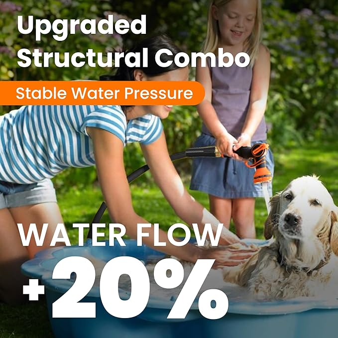 Giraffe Tools Heavy Duty Retractable Garden Hose Reel 1/2 130 FT, Wall Mounted with 9 Pattern Nozzle & Detachable Leader Hose, 180° Swivel Bracket, Any Length Lock, Commercial Grade (Light Grey)