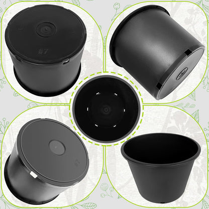 7 Gallon Nursery Pots Plastic Container Injection Molded Pot for Plants Flexible with Drainage Holes Suitable for Plants Soil Growers or Hydroponics Black 10 Pcs