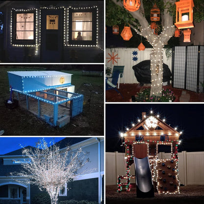 SANJICHA Extra-Long Solar String Lights Outdoor, 2-Pack Solar Powered Fairy Lights Waterproof, Silver Wire 8 Modes Solar Twinkle Light for Tree Garden Party Xmas Wedding Decor(Cool White)