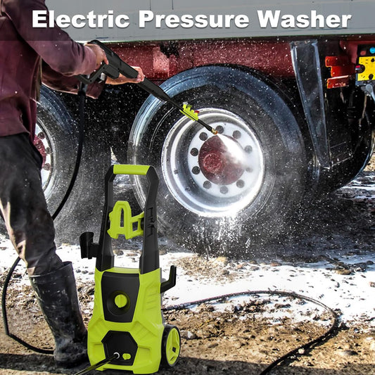 Pressure Washer, 5000PSI Max 3.6GPM with Foam Cannon 35FT Power Cord 4 Nozzles for Cars, Green