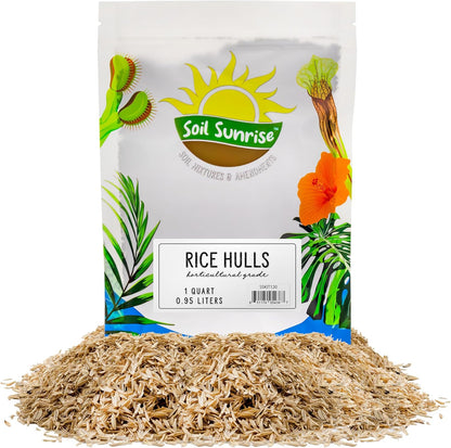 Organic Horticultural Grade Rice Hulls (1 Quart); All-Natural Soil Amendment for Houseplants, Gardening, Seed Starting & Chicken Bedding