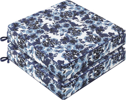 Favoyard Outdoor Chair Cushion 19 x 19 x 3 In Waterproof Pattern Fade Resistant Cushions for Patio Furniture with Removable Cover Attach Straps 28D Foam Insert Cushions Pads for Seat Sofa Couch 2 Pack