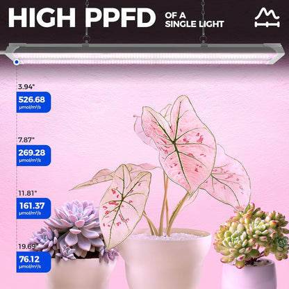 Barrina TX36 2FT Grow Lights for Seed Starting, 144W(4 x 36W, 800W Equivalent), High PPFD, Full Spectrum, Mechanical Timer, Grow Light for Indoor Plants with On/Off Switch, Linkable, 4 Packs