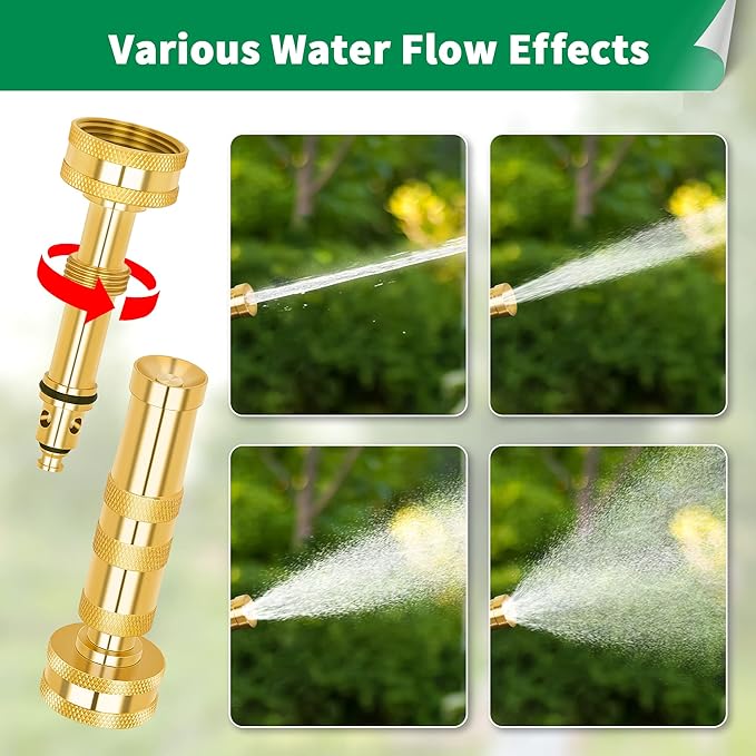 AUTOMAN Brass Hose Nozzle – High Pressure Jet Nozzles 3 Pack, Heavy Duty Sprayer for Garden Hoses, Adjustable Spray Gun,Solid Twist Water Hose Nozzle for Patio, Lawn, Car Wash, Extra 10 Rubber Washers