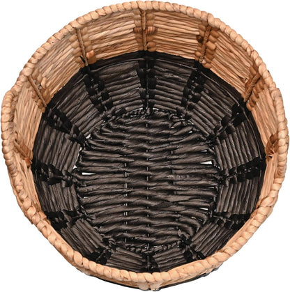 happimess BSK1003D Laurel 19.49" Bohemian Handwoven Abaca Hamper Basket with Handles, Seagrass Container for Decoration in Bedroom, Living Room, Laundry Room, Entryway, Natural, Natural/Black