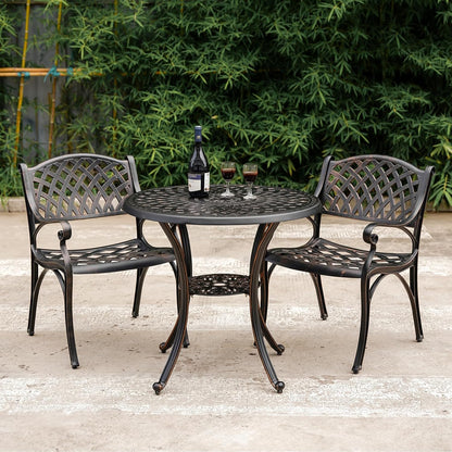 31.5" Cast Aluminum Patio Table with 2.2" Umbrella Hole,Anti-Rust Outdoor Patio Dining Tables,Round Metal Patio Table for Indoor,Garden,Porch,Bronze