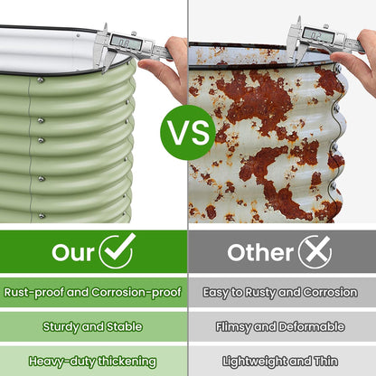 8 X 2 X 1.4 Ft Galvanized Raised Garden Bed,Sturdy and Easy to Assemble Oval Raised Planter Beds Outdoor for Vegetables, Gardening, Flowers, Fruits（Light Green）