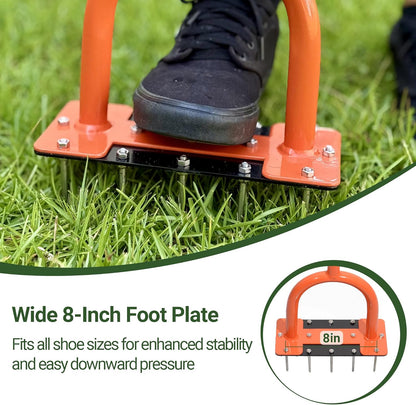39in Lawn Aerator Spike Tool with 304 Stainless Steel Spikes Heavy Duty Lawn Aerator with Wide Foot Plate Rubber Handle for Soil Aeration, Grass & Yard Care