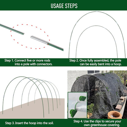 MAXPACE Greenhouse Hoops for DIY 2.8ft or Wider Grow Tunnel, Rust-Free Fiberglass Support Hoops Frame for Garden Fabric, DIY Plant Support Garden Stakes, Gardening Supplies, 50pcs