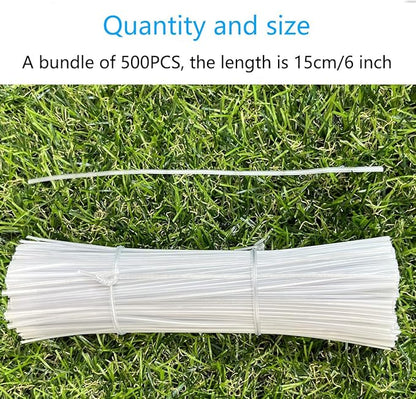 500 Pack 6 Inch Clear Plastic Twist Ties - Reusable Twisty Ties for Cords, Garbage Bags, Gardening and More - Durable, Flexible and Coated for Long-Lasting Use
