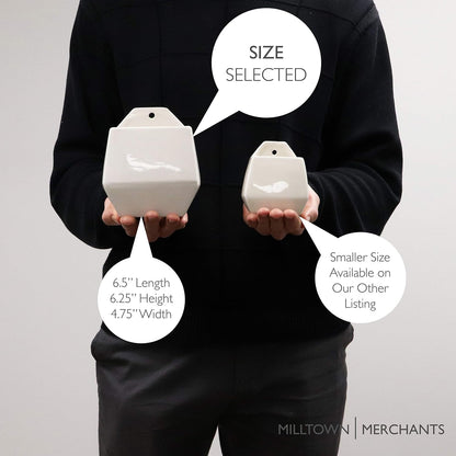 Milltown Merchants Succulent Wall Planters - Wall Vases - White Ceramic Wall Mounted Planters - Succulent Plant Pots - Hanging Vases for Living Wall (1 Pack/Contemporary/White)