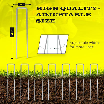 75 Pack x 4 Inch Landscape Staples Galvanised, Fabric Pins, 11 Gauge, Garden Staples, Tent Stakes, Fabric Pins for Lawn, Fence, Tent, Decoration, Weed Barrier, Outdoor. (75 x 4in)