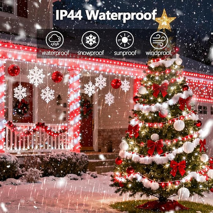 Voice Control 88ft 240LED Smart Christmas String Lights Outdoor/Indoor | String Lights Plug in with Remote, 12Modes, 7Voice Commands & Timers, Christmas Twinkle Light for Xmas Tree Decor (Red & White)