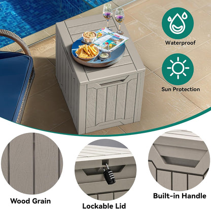 YITAHOME 31 Gallon Outdoor Storage Box, Resin Deck Box and Waterproof Package Delivery Box for Gardening Tools, Pool Supplies, Patio Furniture, Lockable, Taupe