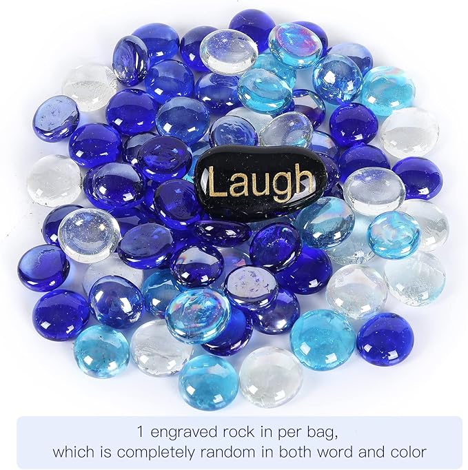 11LB Fire Glass Beads Flat Glass Marbles for Outdoor Fire Pit and Fireplace, Glass Gemstones for Vase Filler, Aquariums, Hydroponics Plants, Home Decor and Christmas DIY Craft, Blue Mixed