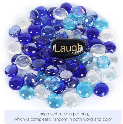 11LB Fire Glass Beads Flat Glass Marbles for Outdoor Fire Pit and Fireplace, Glass Gemstones for Vase Filler, Aquariums, Hydroponics Plants, Home Decor and Christmas DIY Craft, Blue Mixed