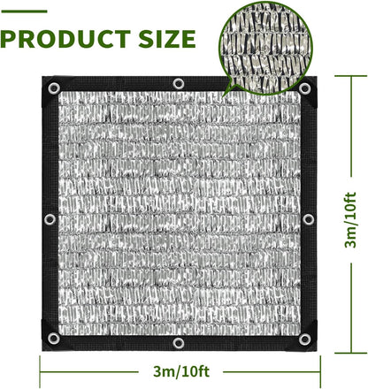 Aluminum Shade Cloth 10x10',80% Aluminum Reflective tarp,Durable Mesh Tarp with Grommets,Shade Cloth for Garden,Car, Outdoor Pergola,Greenhouse,Chicken Coop and Dog Kennel(Silver)