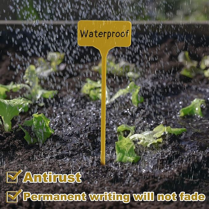 50 Pack Outdoor Tall Plant Labels, Large Waterproof Plastic Plant T-Type Tags, Durable Nursery Garden Markers, Perfect for Herbs, Flowers, Vegetable and Potted Plants
