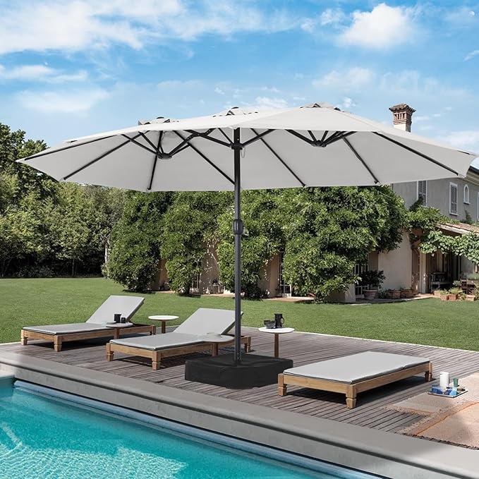 MASTERCANOPY Patio Outdoor Umbrella,15FT Double Sided Large Umbrella with Base