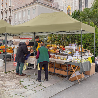 COBIZI 10x15 Pop up Canopy Heavy Duty Without Sidewalls, Easy Set-up Commercial Outdoor Party Canopy, 100% Waterproof Wedding Gazebo, 3 Height Adjustable with Handbag, Khaki