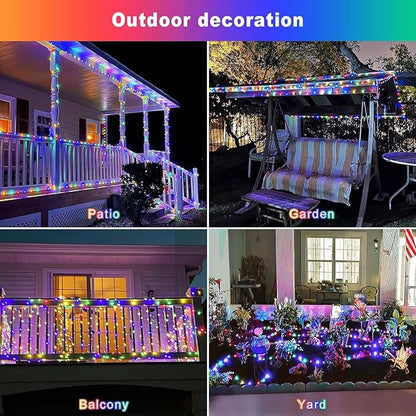 JMEXSUSS 2 Pack Solar Christmas Lights Outdoor Waterproof, Each 33FT 100 LED Multi Colored Solar Fairy Lights, 8 Modes String Light for Outside Yard Patio Tree Garden Christmas Decorations