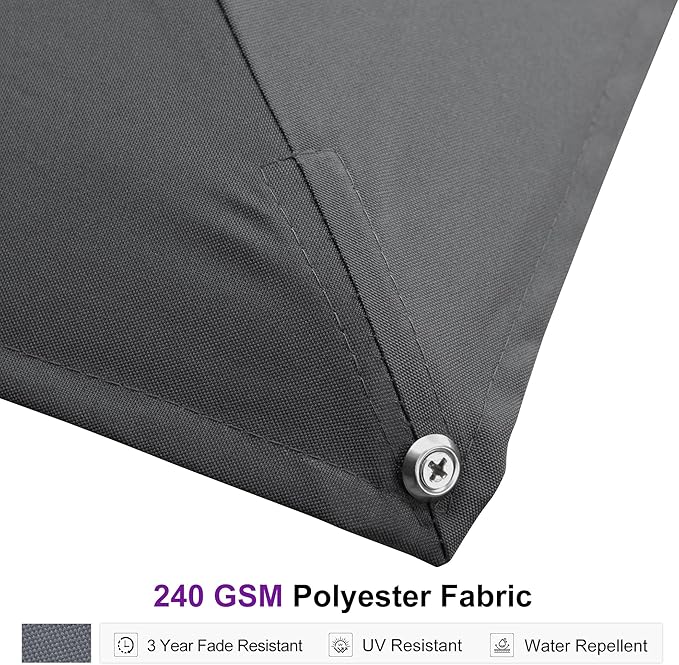 PURPLE LEAF 12 FT Square Patio Umbrella Large Outdoor Aluminum Offset Umbrella with 360-degree Rotation Cantilever Umbrella for Garden Deck Backyard Pool, Grey