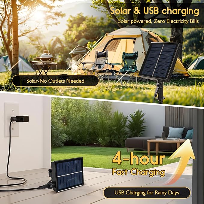 S14 Solar String Lights Outdoor with Remote 100 FT, USB & Solar Dual Charging, Waterproof, 8 Modes 3 Timers, 34+3 LED Shatterproof Bulbs, Dimmable Solar Light for Camping Backyard Bistro Porch Garden