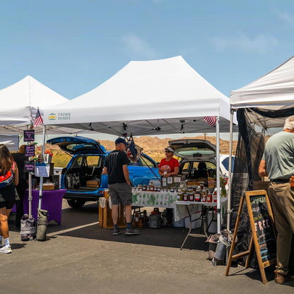 CROWN SHADES 10x15 Pop Up Canopy Tent, Thicken Frame Commercial Heavy Duty Tent, 4 Sidewalls 8 Stakes & 4 Sandbags & 4 Ropes, Outdoor Canopies for Events, Parties,White