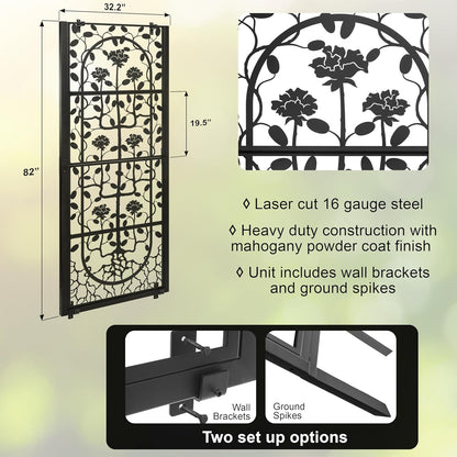 H Potter Trellis Privacy Screen (Wall Trellis Black w Mounting Brackets)
