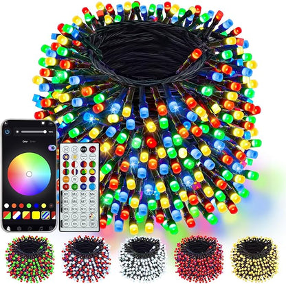 500LED Smart Color Changing Christmas Lights App Controlled, 175FT Waterproof RGB Twinkle String Light Music Sync Multiple Modes, Christmas Lights with Remote & Timer Indoor Outdoor Xmas Decorations