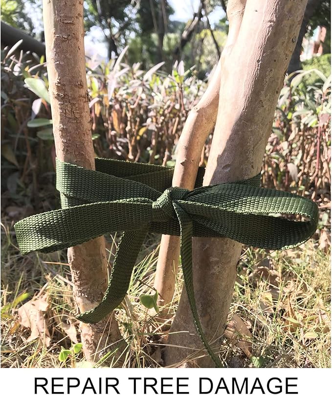160FT Tree Tie Straps for Staking, Tree and Plant Supports for Effective Growing Green Blend in with Landscaping for Guying Young Trees Straight (1,850 Lbs Strength, Green)