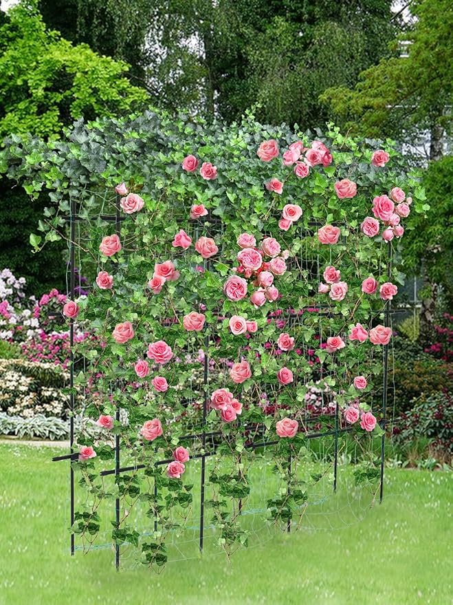 6×6 Feet Garden Trellis for Climbing Plant, Kalolary Large Garden Cucumber Trellis U-Frame Vegetable Beans Fruit Grow Trellises Rustproof Metal Plant Climbing Support for Indoor Outdoor Vine Stand