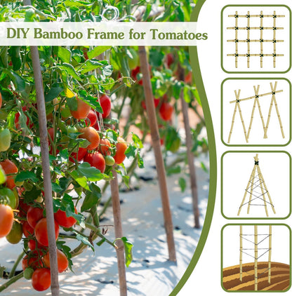 Plant Stakes 3FT, Natural Bamboo Stakes, HAINANSTRY 25Pcs Sturdy Bamboo Garden Stakes, Bamboo Sticks for Plants, Beans, Indoor and Outdoor Climbing Plants, Tomato Vegetable Stakes for Garden