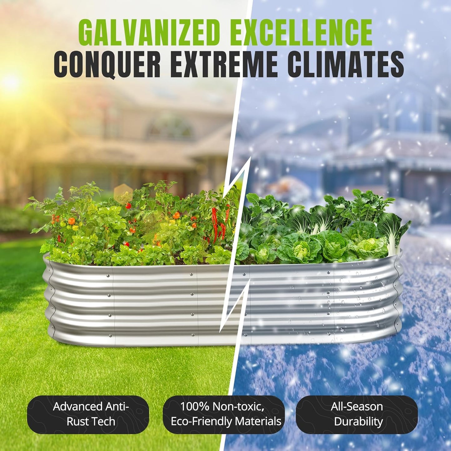 Sponvatt Raised Garden Bed - Outdoor Galvanized Raised Garden Bed Planter Boxes, Large Oval Metal for Gardening Planter Box Kit,Suitable for Vegetables,Herbs (Silver, 6x3x1 Ft)