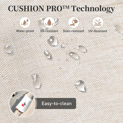 Metal Patio Chairs Set of 2 with 5.75" Extra Thick Cushion, 2 Pieces High Back Outdoor Patio Chairs All Weather Outdoor Furniture Seating for Deck Backyard Balcony Front Porch, Beige