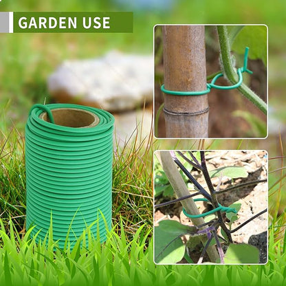Garden Flexible Wire Tie, Soft Twist Plant Ties Support Plant Vines for Supporting and Fixing Garden Planting Branches Vines & Stems ，Organize Data Wire and Office Organization 65.6’ ( 3.5MM) (green)