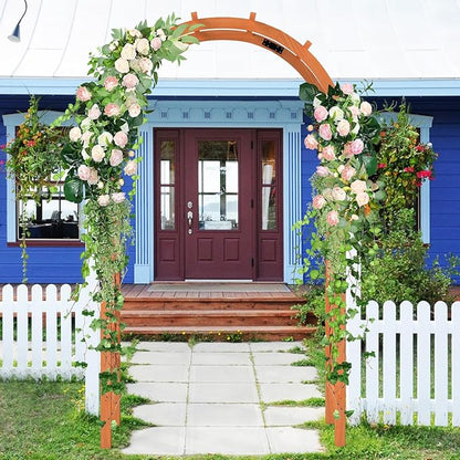 Giantex 7.7FT Wooden Garden Arbor Trellis, Outdoor Pergola Arch with Climbing Plant Support, Wood Wedding Arch for Ceremony, Pathway, Birthday Party, Garden Décor, Weather-Resistant, Easy Assembly