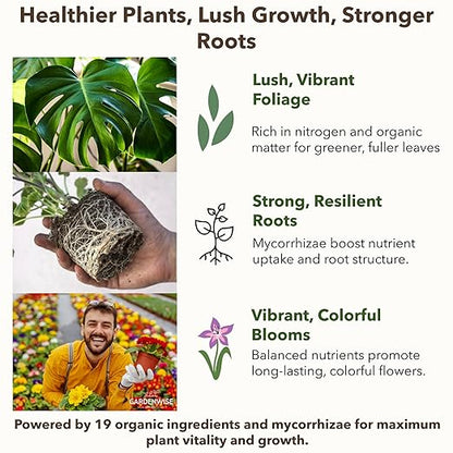 Organic Liquid Plant Food for Indoor Houseplants – All Purpose Fertilizer for Potted Plants, Vegetables, Succulents, Orchids, Roses – Miracle Growth with Mycorrhizae (8 oz)