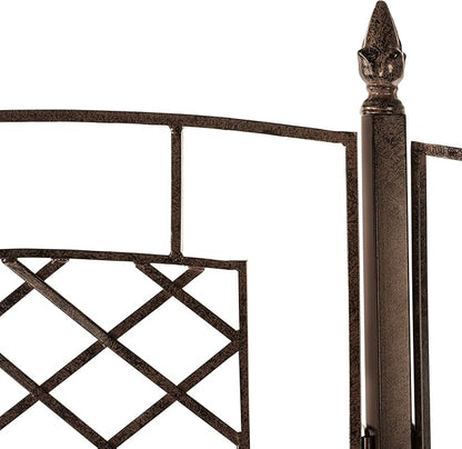 H Potter Large Garden Trellis for Climbing Plants Wrought Iron Metal 3 Panel Ivy Garden Privacy Screen Patio Deck GAR573L