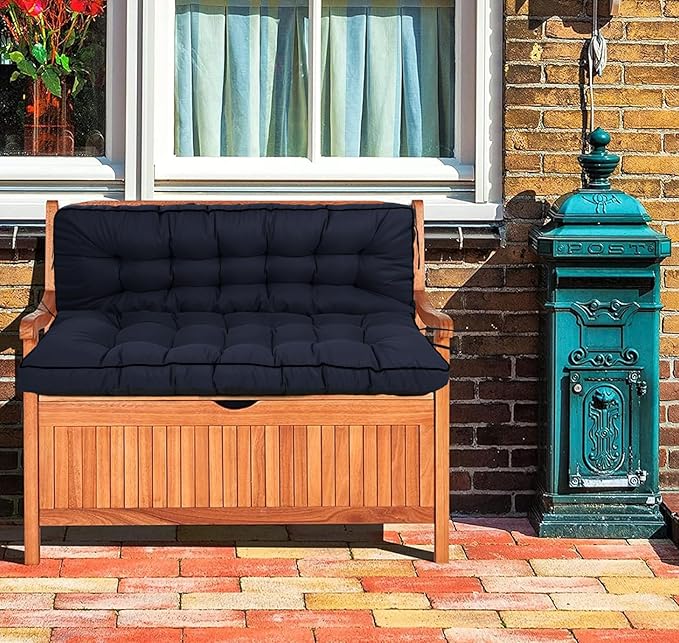 Swing Replacement Cushions with Backrest, 2 or 3 Seater Waterproof Non-Slip Overstuffed Swing Pad, Indoor/Outdoor Bench Cushion for Porch Chair Swings Garden Furniture (Navy blue, 40 * 55 in)