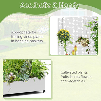 Raised Garden Bed with Trellis and Wheels,73"x47"x16" Metal Raised Garden Bed,White Squared Metal Planter with Climbing Trellis for Vines & Vegetables